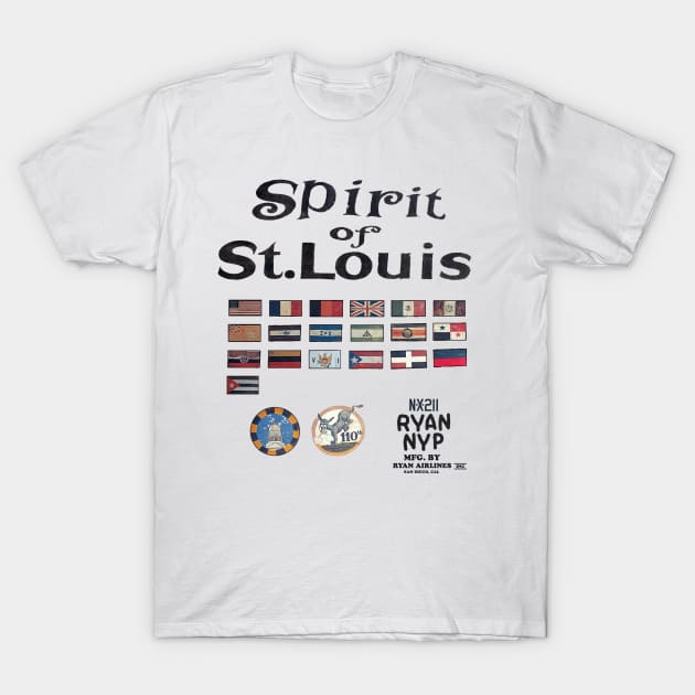 Spirit Of St Louis Paint Scheme Aviation History Series T-Shirt by DesignedForFlight